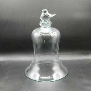 Bell Cloche with Bird Topper 12.5"H